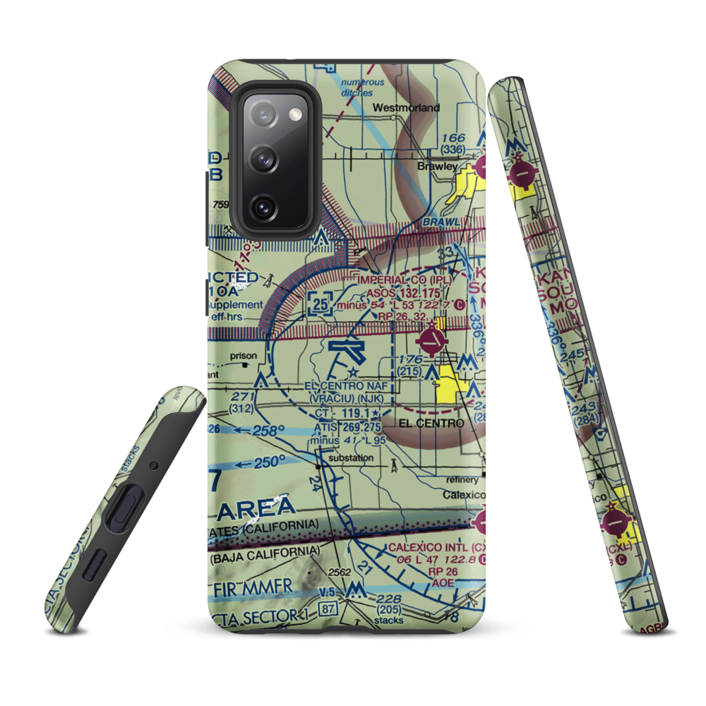 El Centro NAF Airport (Vraciu Field) (NJK) VFR Sectional Samsung Phone Case Samsung Galaxy S20 FE model shown