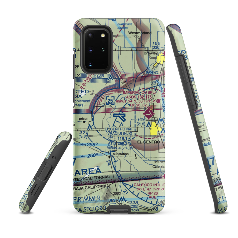 El Centro NAF Airport (Vraciu Field) (NJK) VFR Sectional Samsung Phone Case Samsung Galaxy S20 Plus model shown