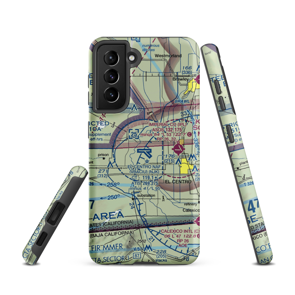El Centro NAF Airport (Vraciu Field) (NJK) VFR Sectional Samsung Phone Case Samsung Galaxy S21 model shown