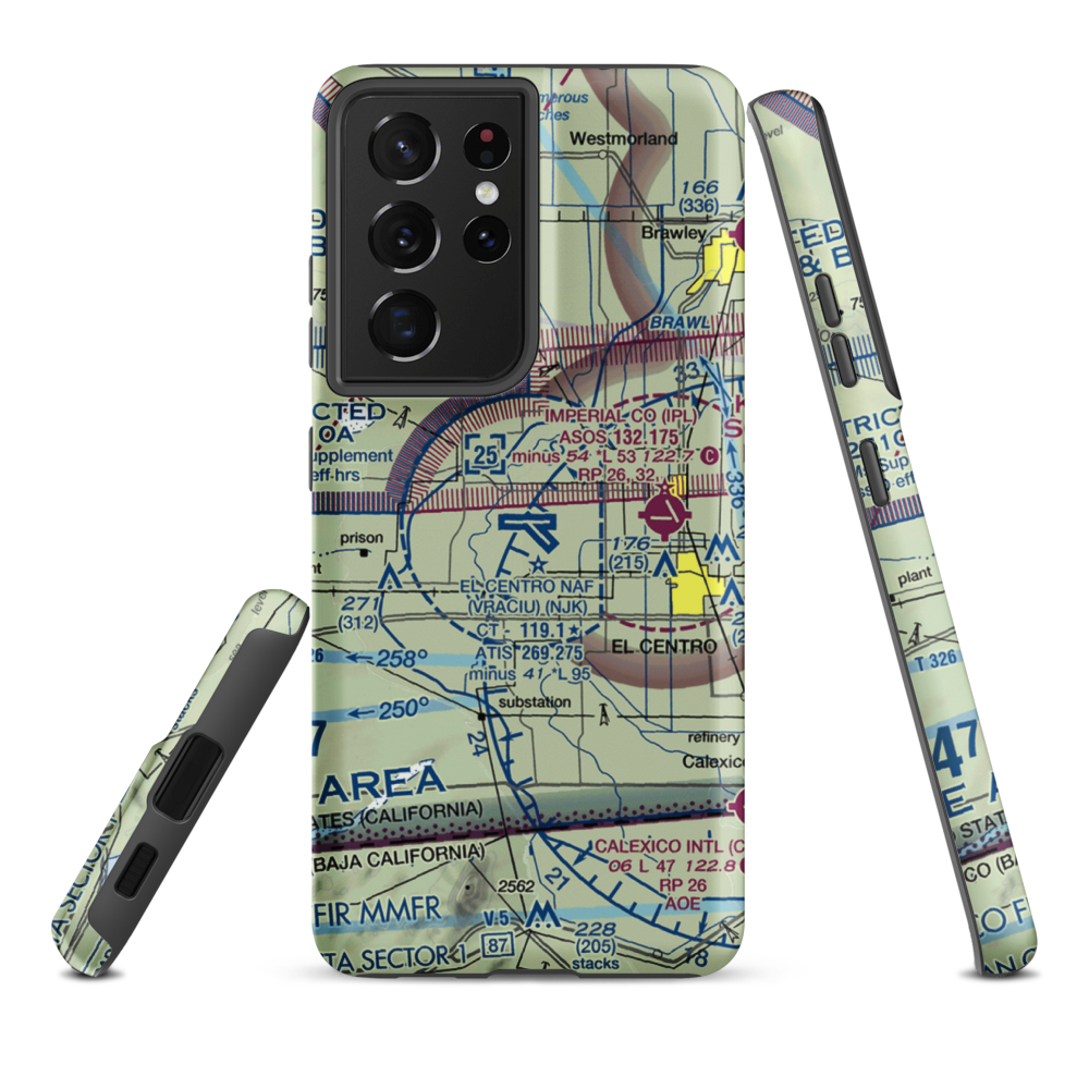 El Centro NAF Airport (Vraciu Field) (NJK) VFR Sectional Samsung Phone Case Samsung Galaxy S21 Ultra model shown