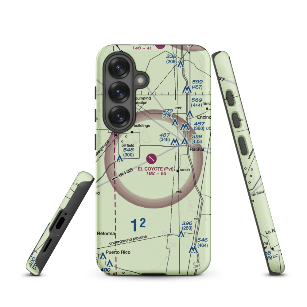 El Coyote Ranch Airport (2TA8) VFR Sectional Samsung Phone Case Samsung Galaxy S25 model shown