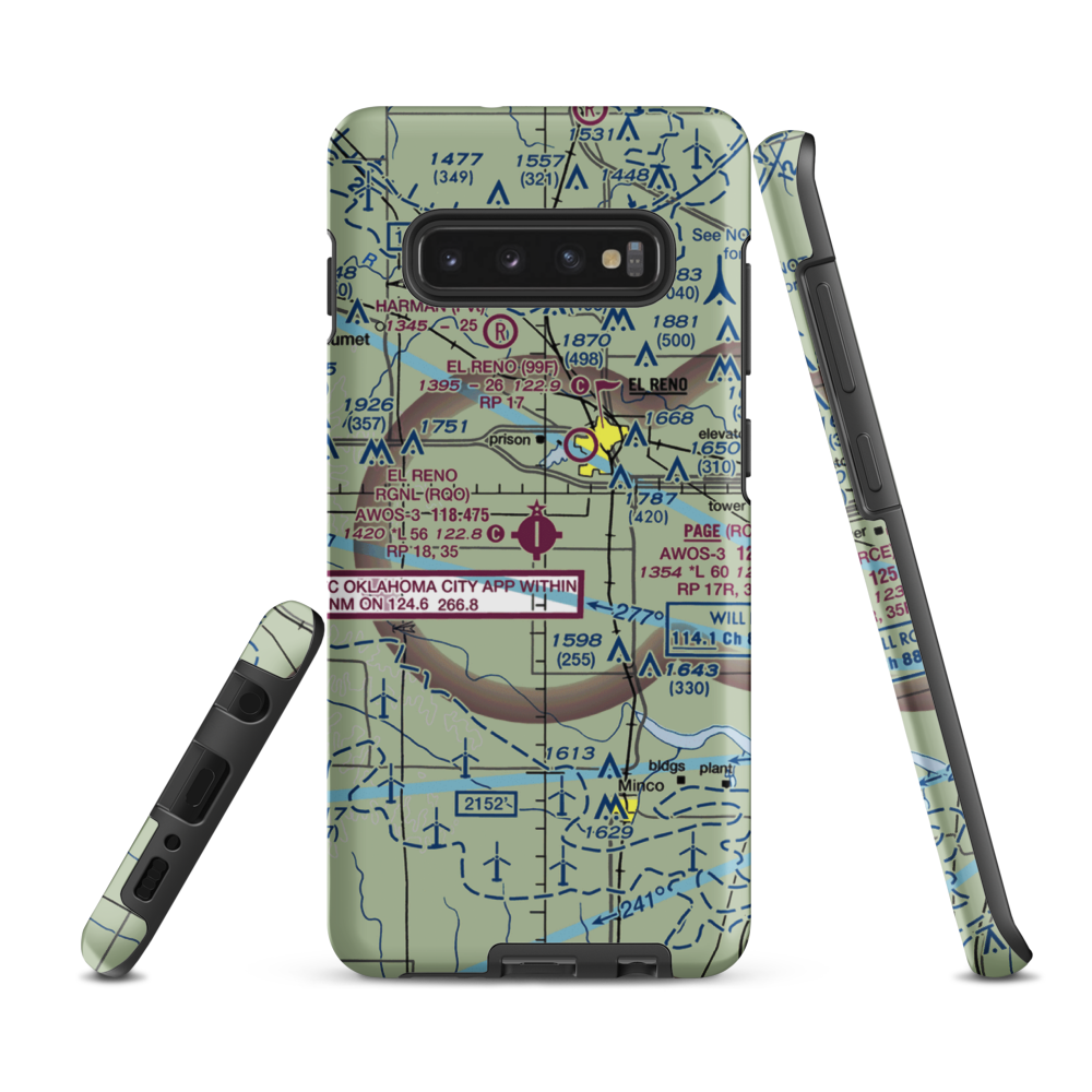 El Reno Regional Airport (RQO) VFR Sectional Samsung Phone Case Samsung Galaxy S10 Plus model shown