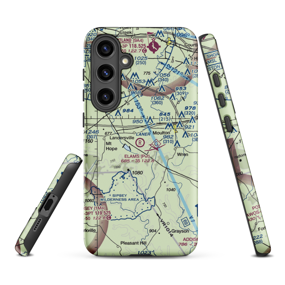 Elam's Landing Airport (AL34) VFR Sectional Samsung Phone Case Samsung Galaxy S24 Plus model shown
