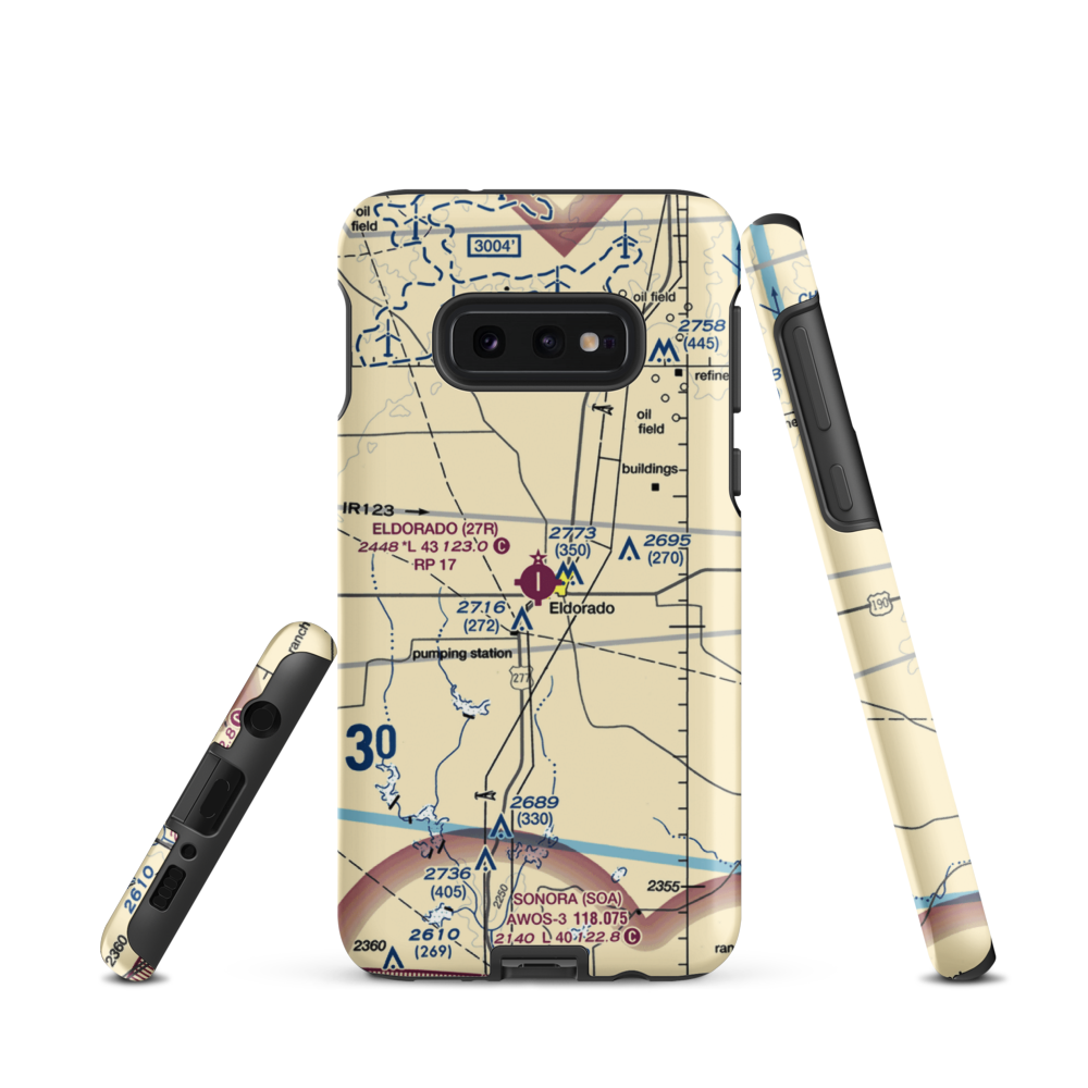 Eldorado Airport (27R) VFR Sectional Samsung Phone Case Samsung Galaxy S10e model shown
