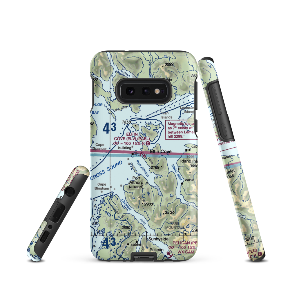 Elfin Cove Seaplane Base (ELV) VFR Sectional Samsung Phone Case Samsung Galaxy S10e model shown
