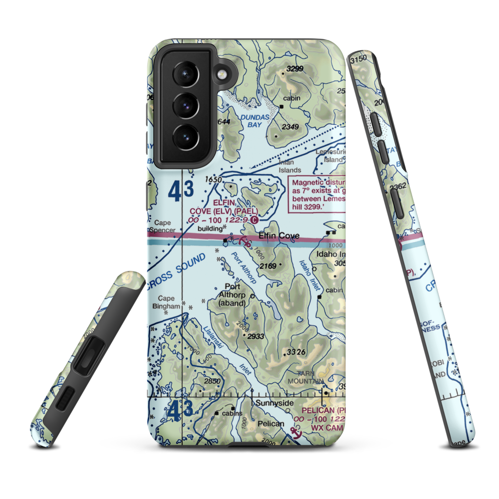 Elfin Cove Seaplane Base (ELV) VFR Sectional Samsung Phone Case Samsung Galaxy S21 FE model shown
