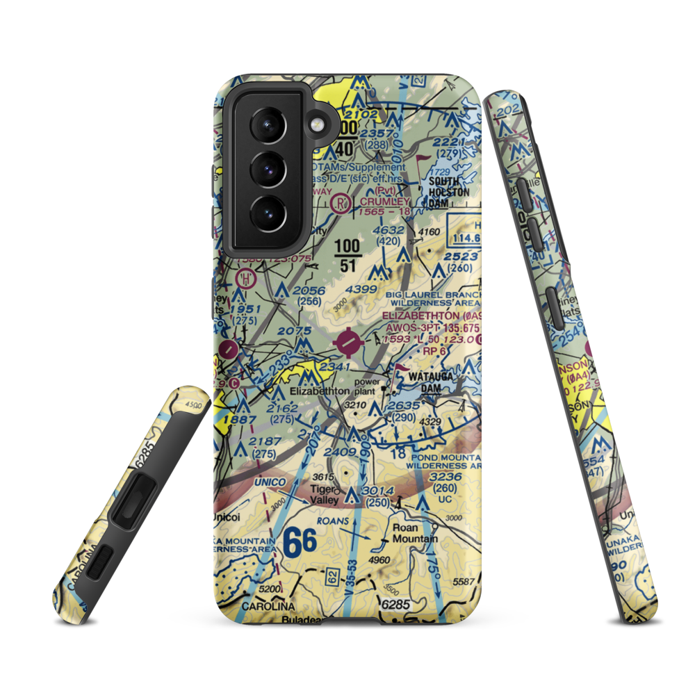 Elizabethton Municipal Airport (0A9) VFR Sectional Samsung Phone Case Samsung Galaxy S21 FE model shown