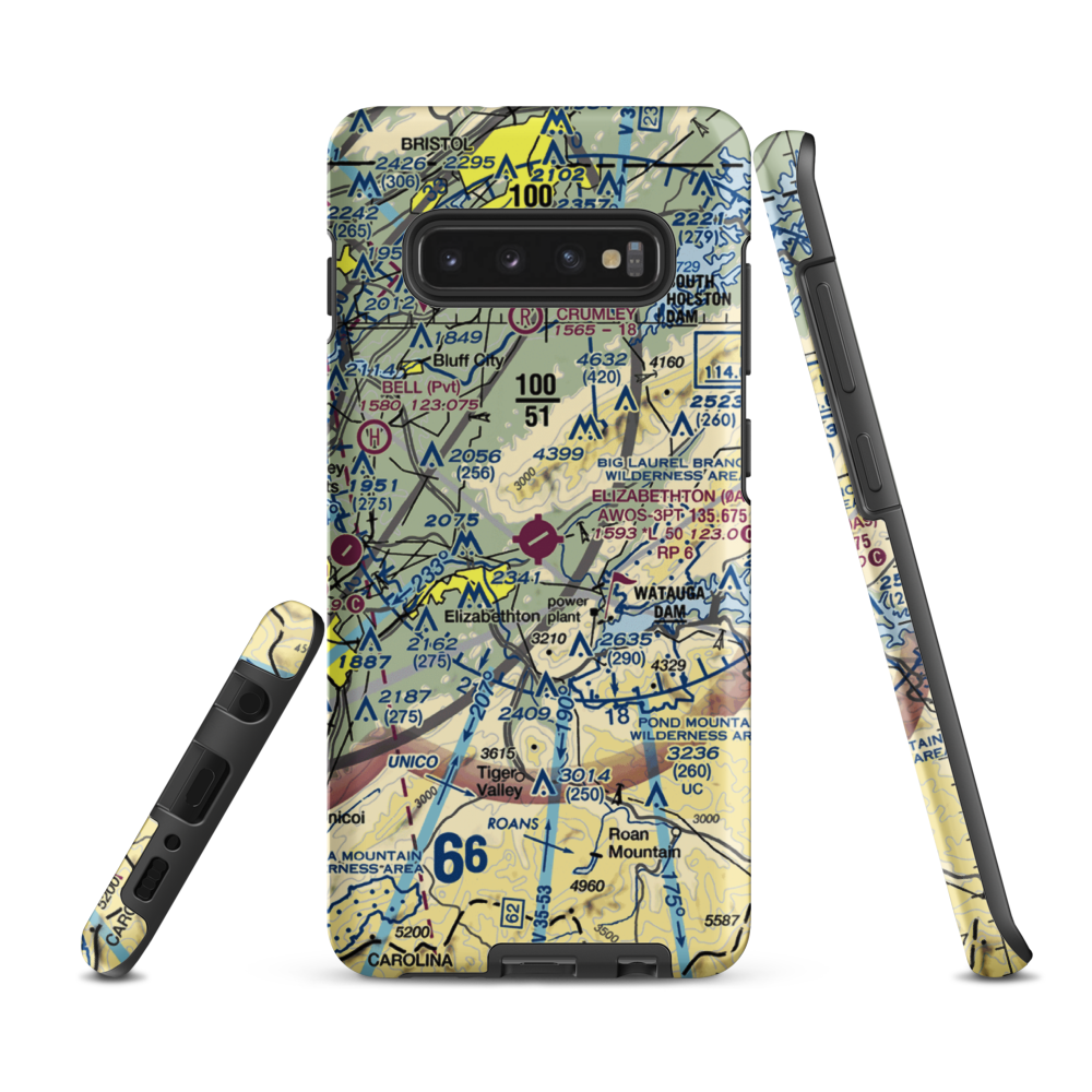 Elizabethton Municipal Airport (0A9) VFR Sectional Samsung Phone Case Samsung Galaxy S10 Plus model shown