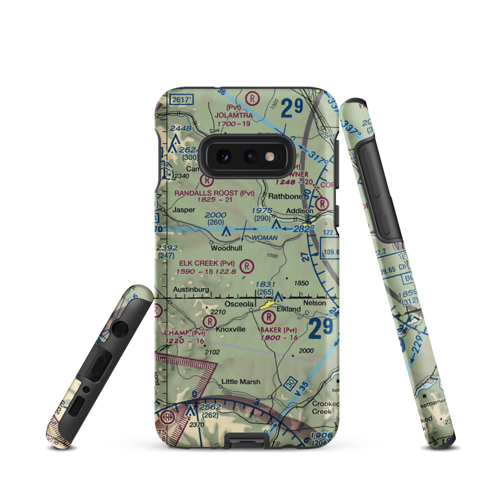 Elk Creek Airport (47NY) VFR Sectional Samsung Phone Case Samsung Galaxy S10e model shown