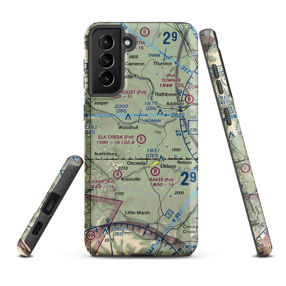 Elk Creek Airport (47NY) VFR Sectional Samsung Phone Case Samsung Galaxy S21 Plus model shown