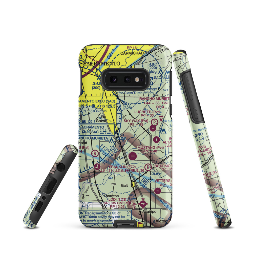 Elk Grove Airport (E27) VFR Sectional Samsung Phone Case Samsung Galaxy S10 Plus model shown