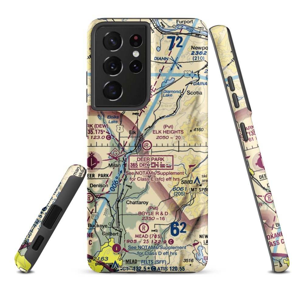 Elk Heights Airport (WN04) VFR Sectional Samsung Phone Case Samsung Galaxy S21 Plus model shown