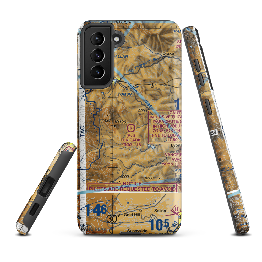 Elk Park Ranch Airport (34CD) VFR Sectional Samsung Phone Case Samsung Galaxy S21 FE model shown