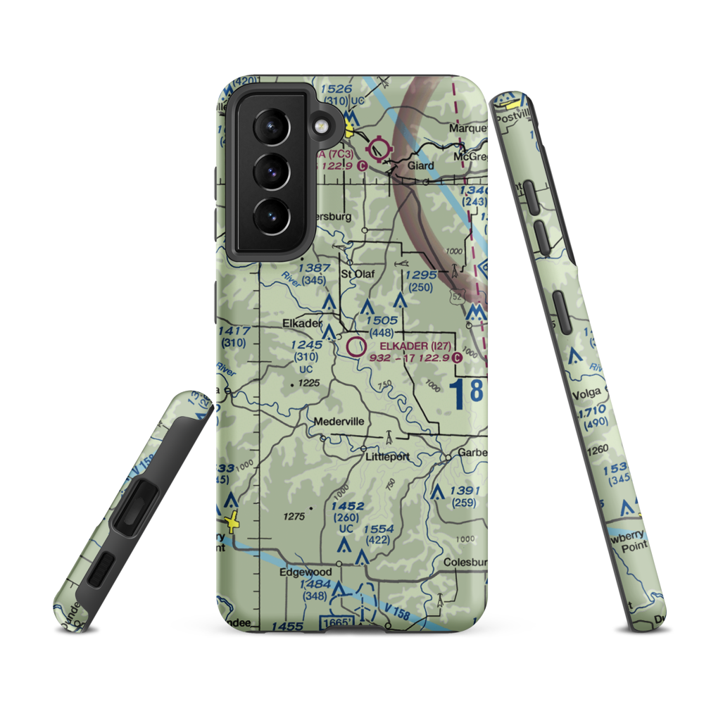 Elkader Airport (I27) VFR Sectional Samsung Phone Case Samsung Galaxy S21 FE model shown