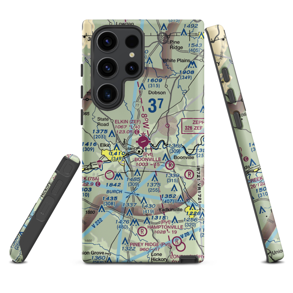 Elkin Municipal Airport (ZEF) VFR Sectional Samsung Phone Case Samsung Galaxy S23 Ultra model shown