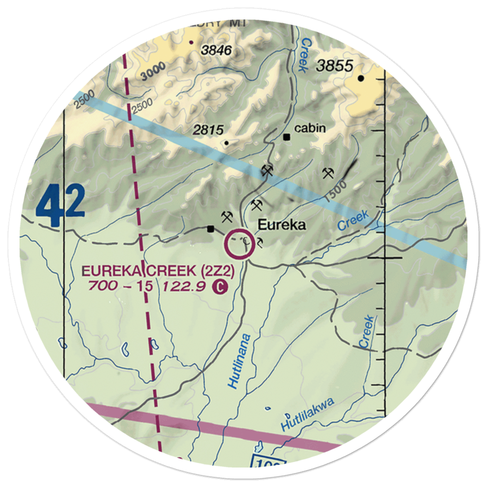 Eureka Creek Airport (2Z2) VFR Sectional Sticker (20 mile) 