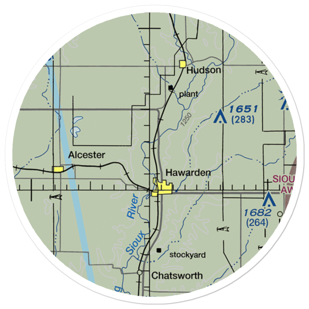Hawarden Municipal Airport (2Y2) VFR Sectional Sticker (20 mile) 
