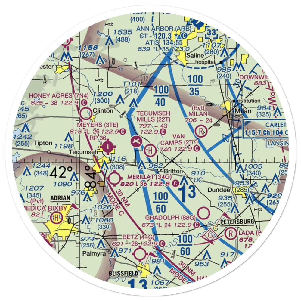 Van Camp's Heliport (2T7) VFR Sectional Sticker (30 mile) 