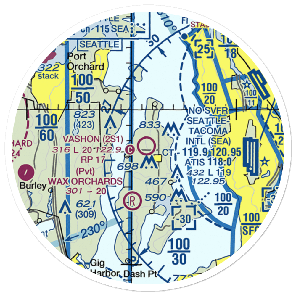 Vashon Municipal Airport (2S1) VFR Sectional Sticker (20 mile) 