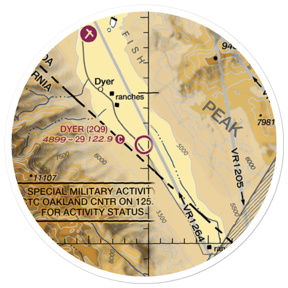 Dyer Airport (2Q9) VFR Sectional Sticker (20 mile) 