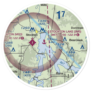 Stockton Lake Seaplane Base (2M5) VFR Sectional Sticker (20 mile)