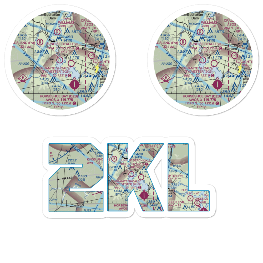 Sunrise Beach Airport (2KL) VFR Sectional Sticker Pack 