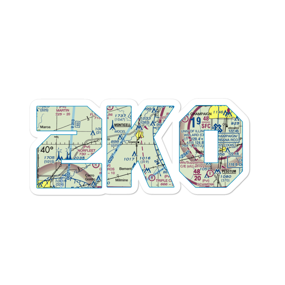 Piatt County Airport (2K0) VFR Sectional Sticker 
