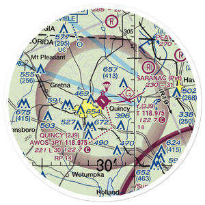 Quincy Municipal Airport (2J9) VFR Sectional Sticker (20 mile)