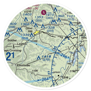 Olive Hill-Sellers' Field (2I2) VFR Sectional Sticker (20 mile)