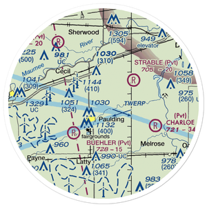 Paulding Airport Inc Airport (2H8) VFR Sectional Sticker (20 mile)
