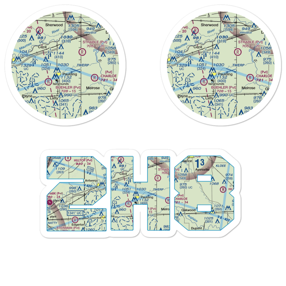 Paulding Airport Inc Airport (2H8) VFR Sectional Sticker Pack 