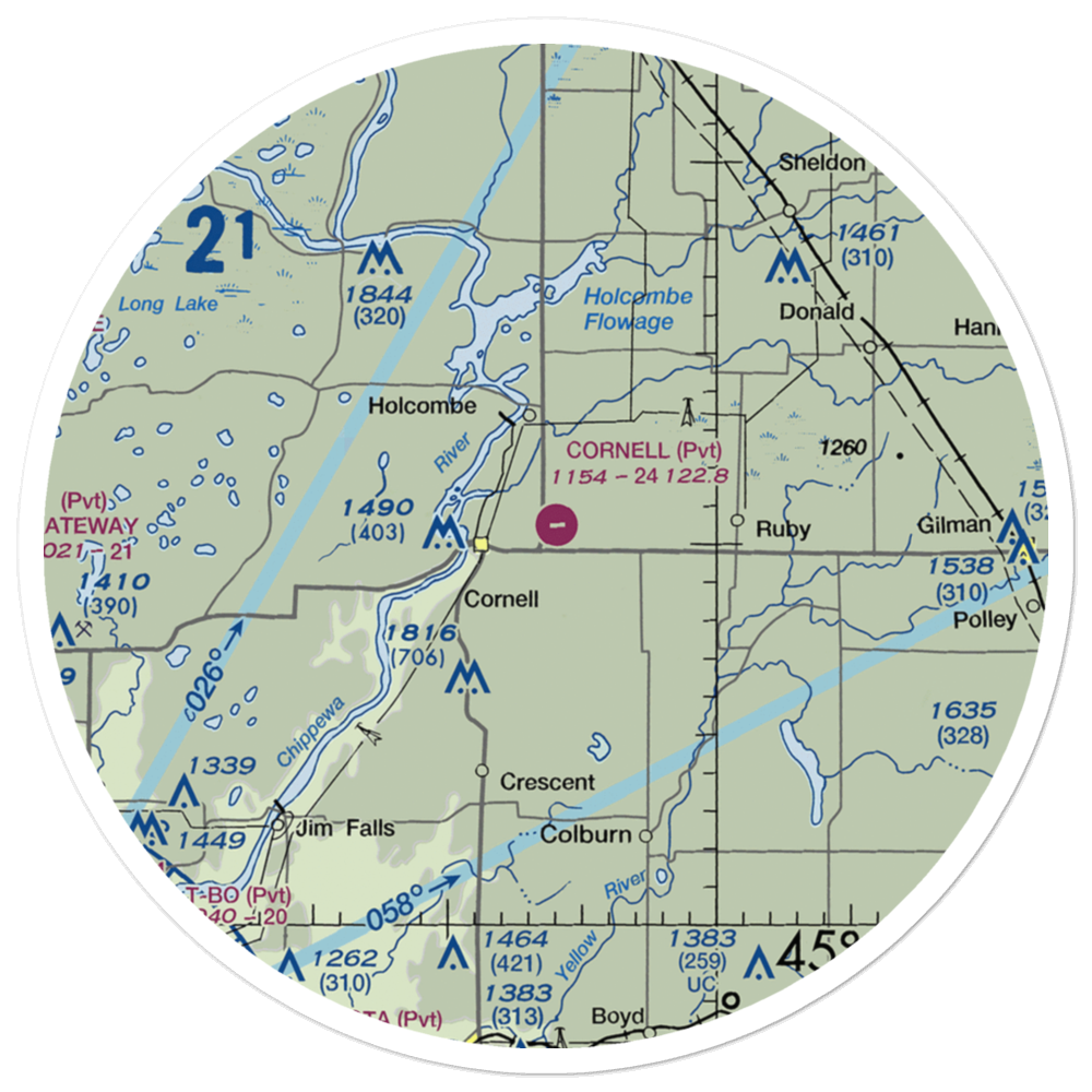 Cornell Municipal Airport (2H3) VFR Sectional Sticker (30 mile) 