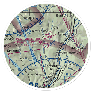 Post Mills Airport (2B9) VFR Sectional Sticker (20 mile)