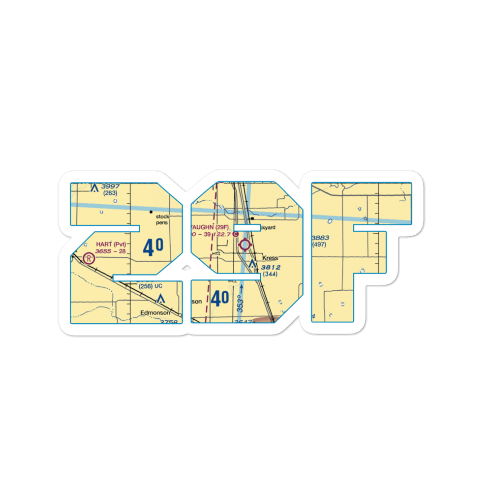 Joe Vaughn Spraying Airport (29F) VFR Sectional Sticker 