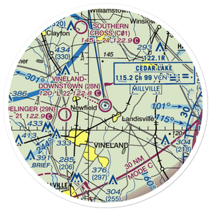Vineland-Downstown Airport (28N) VFR Sectional Sticker (20 mile)