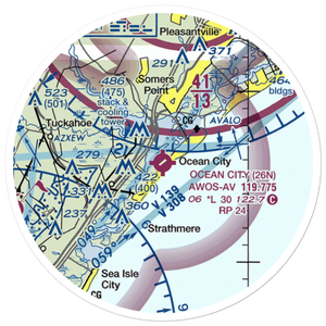 Ocean City Municipal Airport (26N) VFR Sectional Sticker (20 mile)