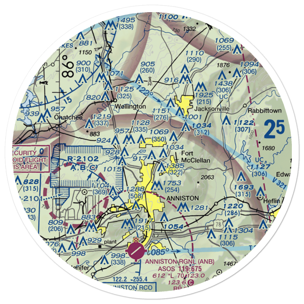 Mcminn Airport (25A) VFR Sectional Sticker (30 mile) 