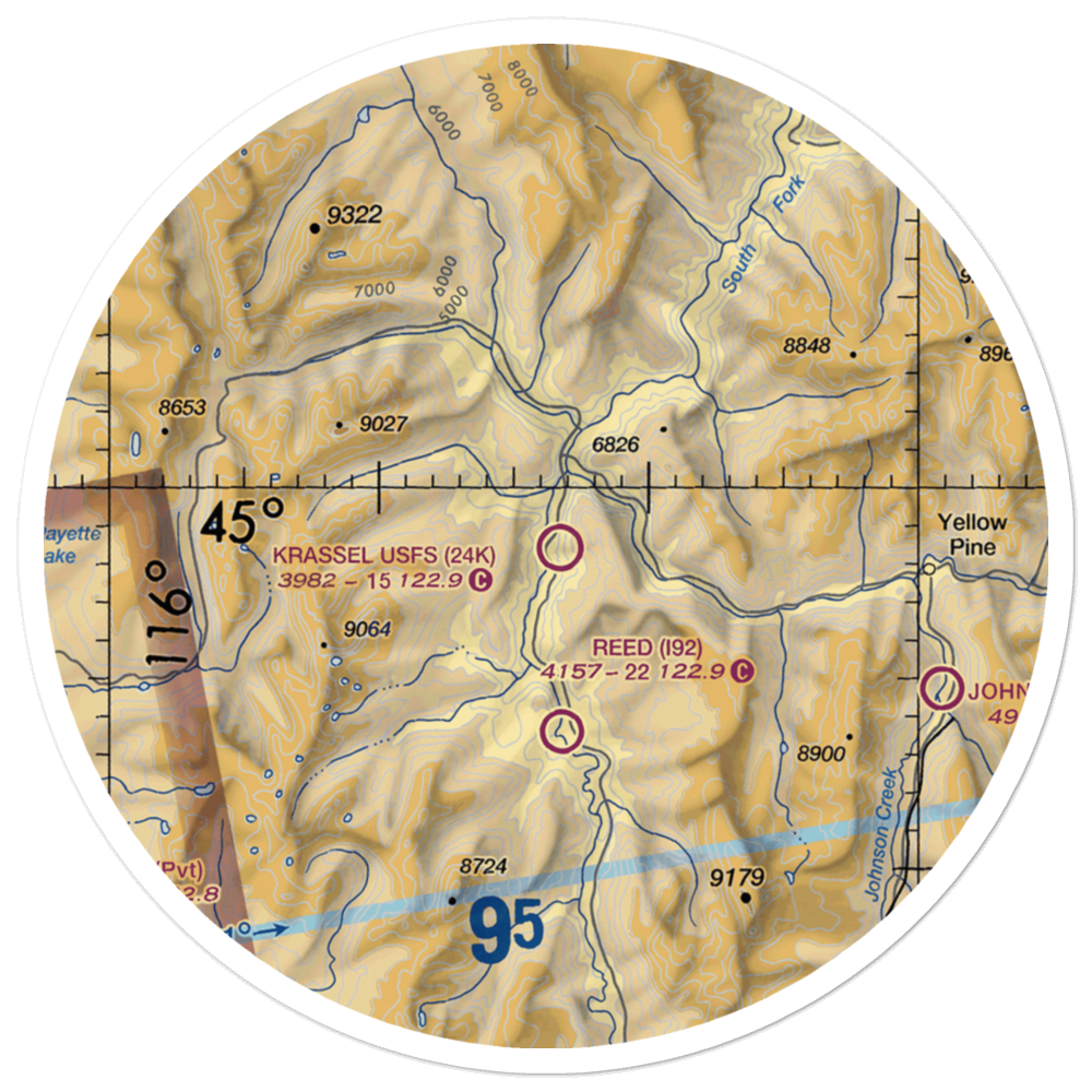 Krassel US Forest Service Airport (24K) VFR Sectional Sticker (30 mile) 