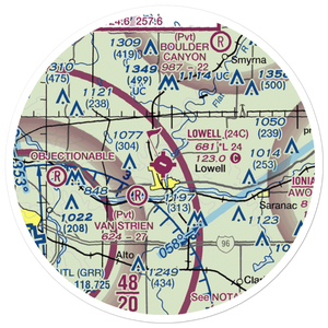 Lowell City Airport (24C) VFR Sectional Sticker (20 mile)