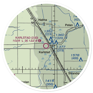 Karlstad Municipal Airport (23D) VFR Sectional Sticker (20 mile)