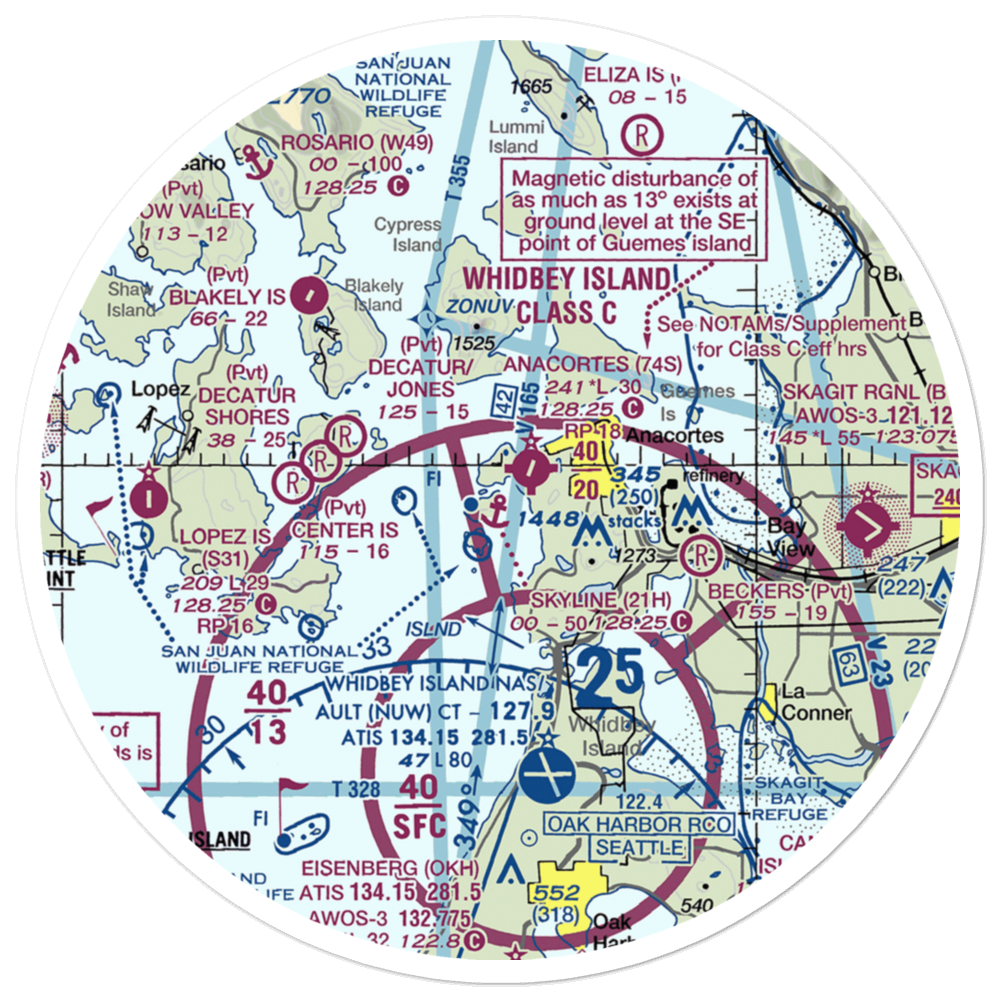 Skyline Seaplane Base (21H) VFR Sectional Sticker (30 mile) 
