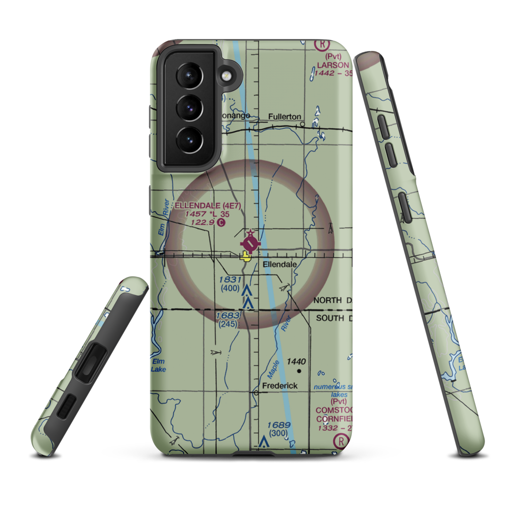 Ellendale Municipal Airport (4E7) VFR Sectional Samsung Phone Case Samsung Galaxy S21 Plus model shown