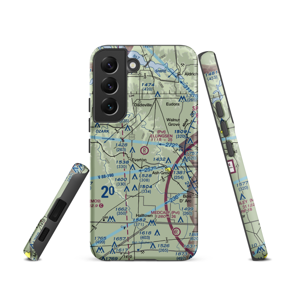 Ellingsen Field (MO34) VFR Sectional Samsung Phone Case Samsung Galaxy S22 model shown