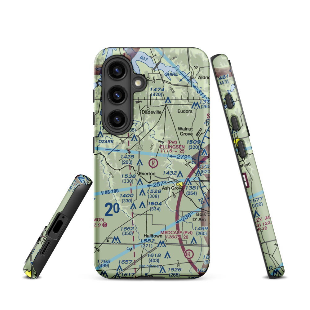 Ellingsen Field (MO34) VFR Sectional Samsung Phone Case Samsung Galaxy S24 model shown