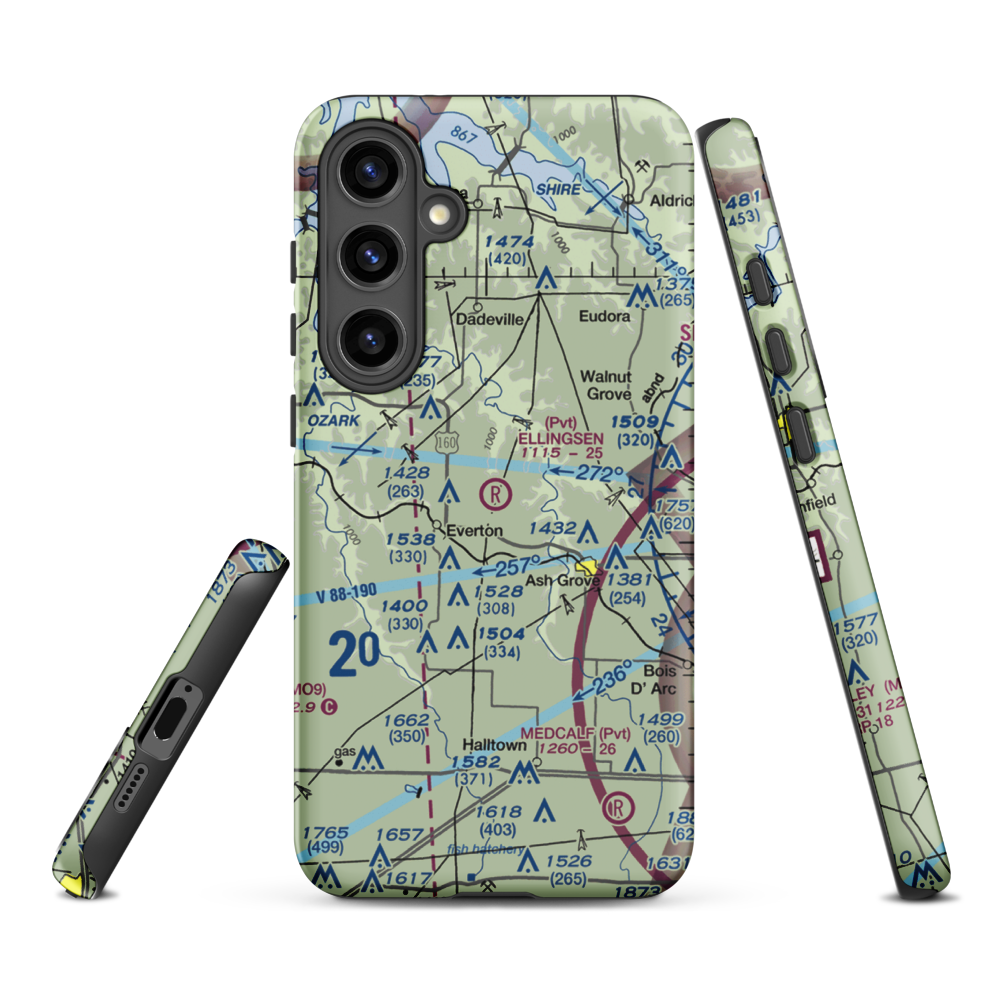 Ellingsen Field (MO34) VFR Sectional Samsung Phone Case Samsung Galaxy S24 Plus model shown