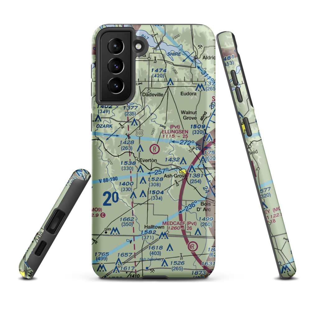 Ellingsen Field (MO34) VFR Sectional Samsung Phone Case Samsung Galaxy S21 Plus model shown