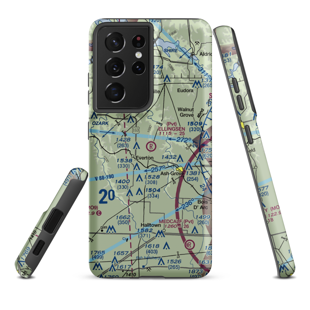 Ellingsen Field (MO34) VFR Sectional Samsung Phone Case Samsung Galaxy S21 Plus model shown