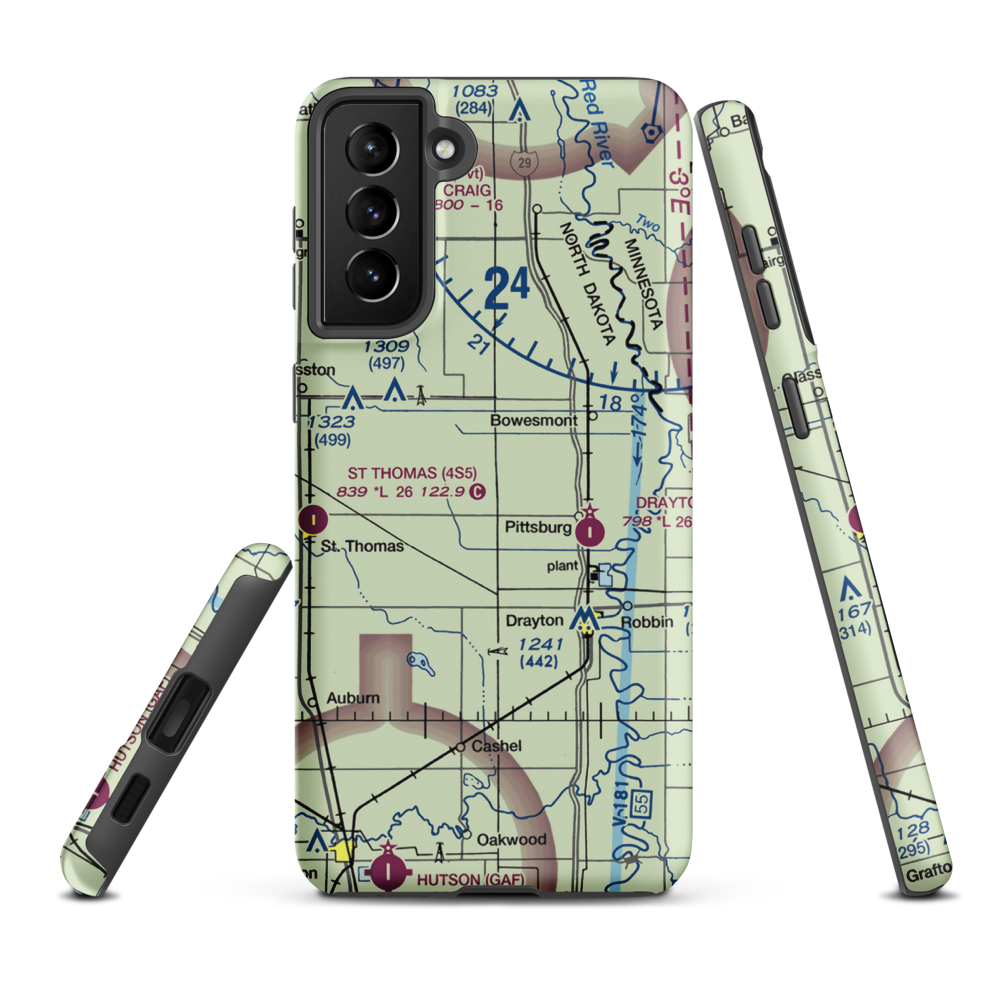Elliott Farms Airport (9ND1) VFR Sectional Samsung Phone Case Samsung Galaxy S21 Plus model shown