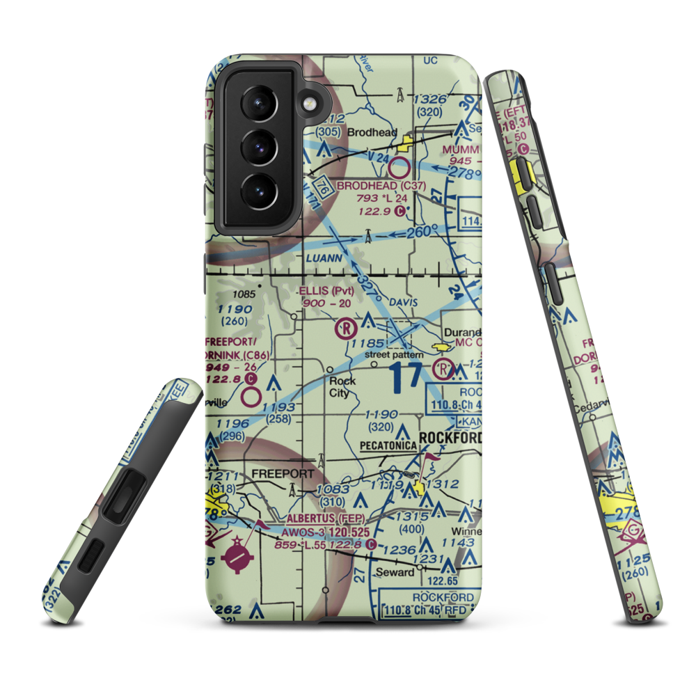 Ellis Airport (IL23) VFR Sectional Samsung Phone Case Samsung Galaxy S21 FE model shown