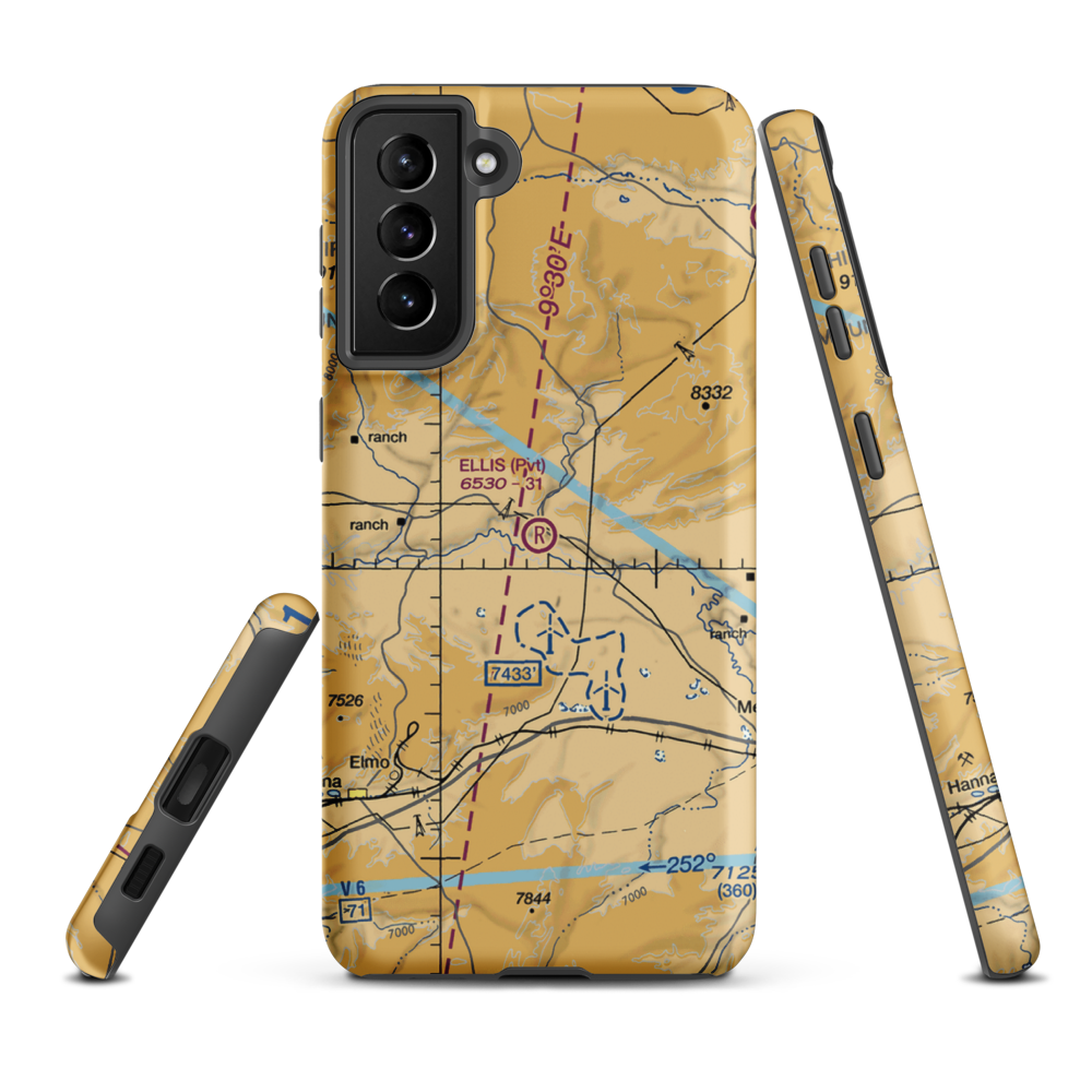 Ellis Ranch Airport (WY17) VFR Sectional Samsung Phone Case Samsung Galaxy S21 Plus model shown